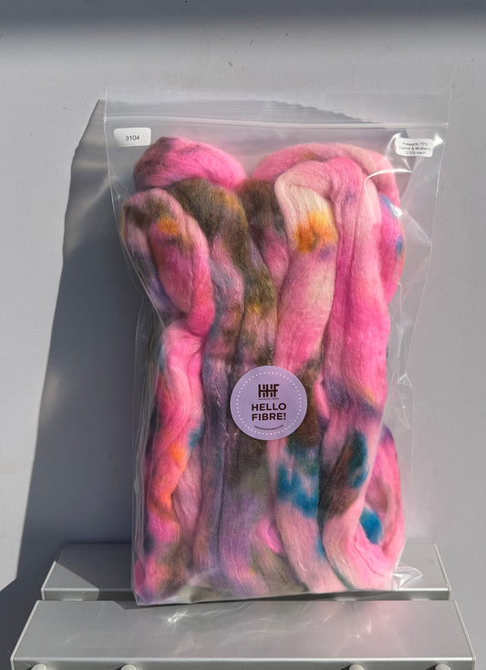 HHF Potluck Polwarth/Camel/Silk top