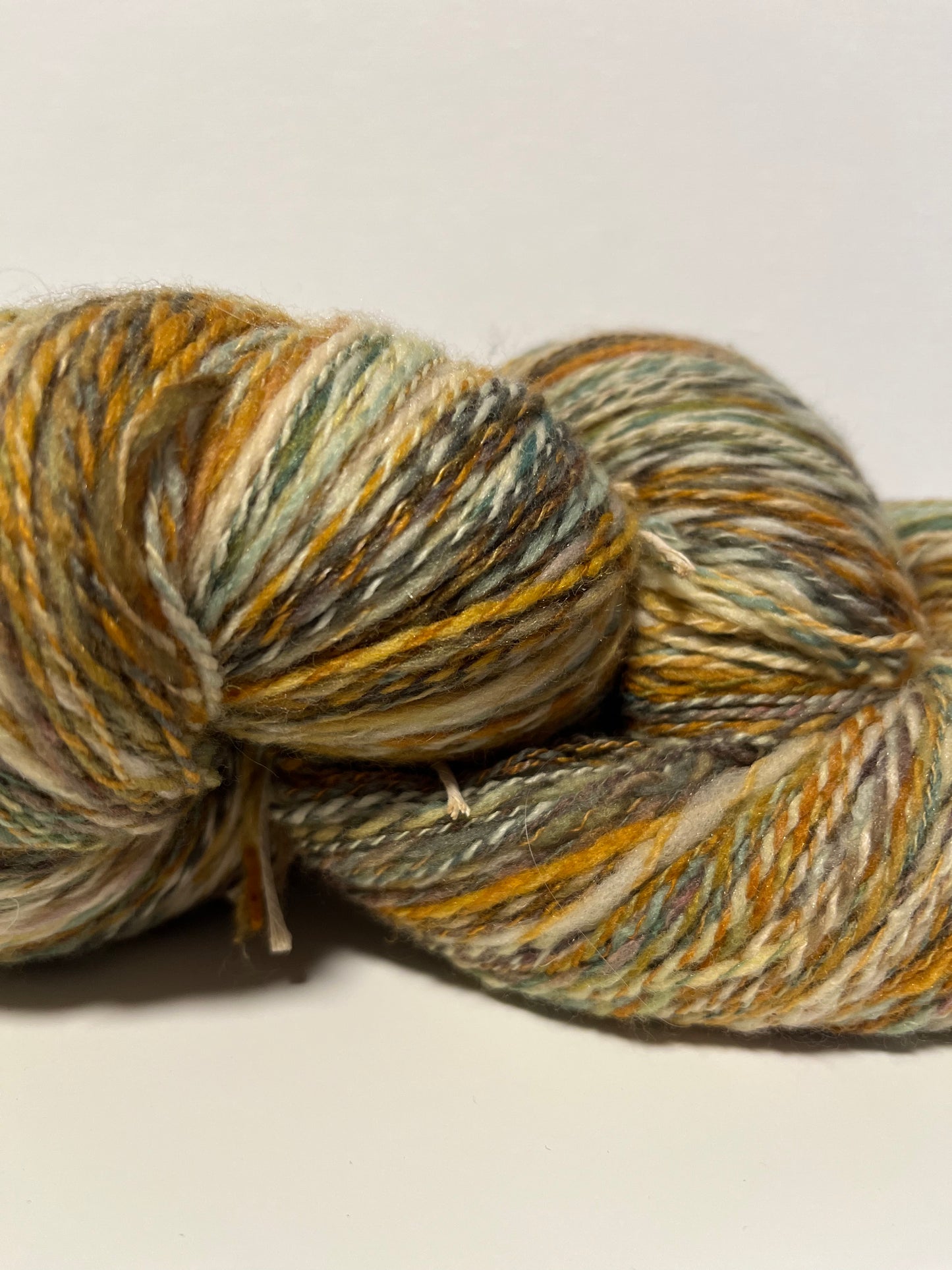 2 ply handspun yarn, Rambouillet/Silk